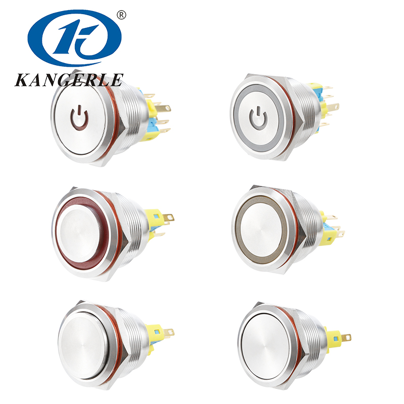 25MM金屬按鈕開關(guān)自鎖自復(fù)位環(huán)形電源標